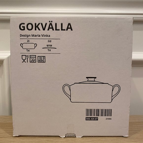 NEW in box ! IKEA GOKVALLA Serving Bowl With Lid White/beige 2 qt 005.420.07 - Picture 2 of 3